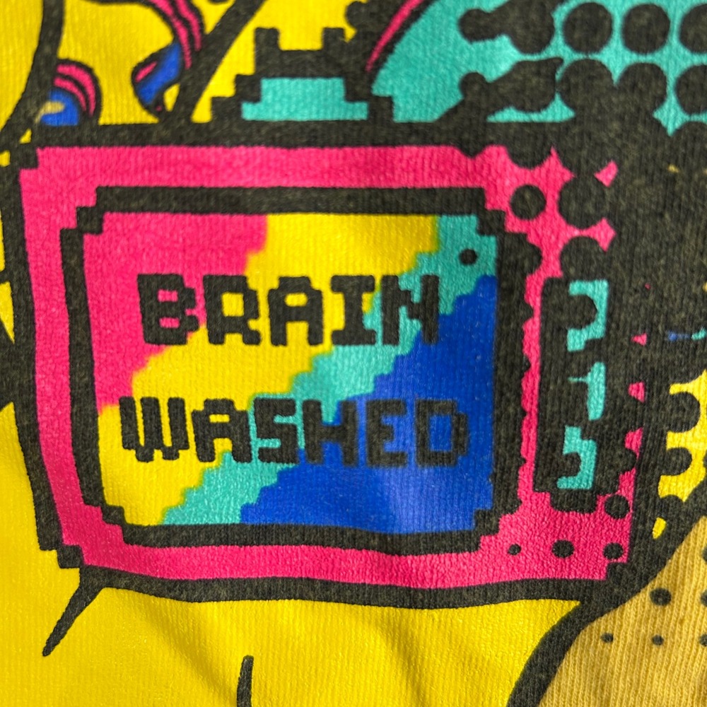 Sugarhill Brainwashed LA Yellow Graphic Print Skull T-Shirt LG Streetwear Trippy - Picture 9 of 13